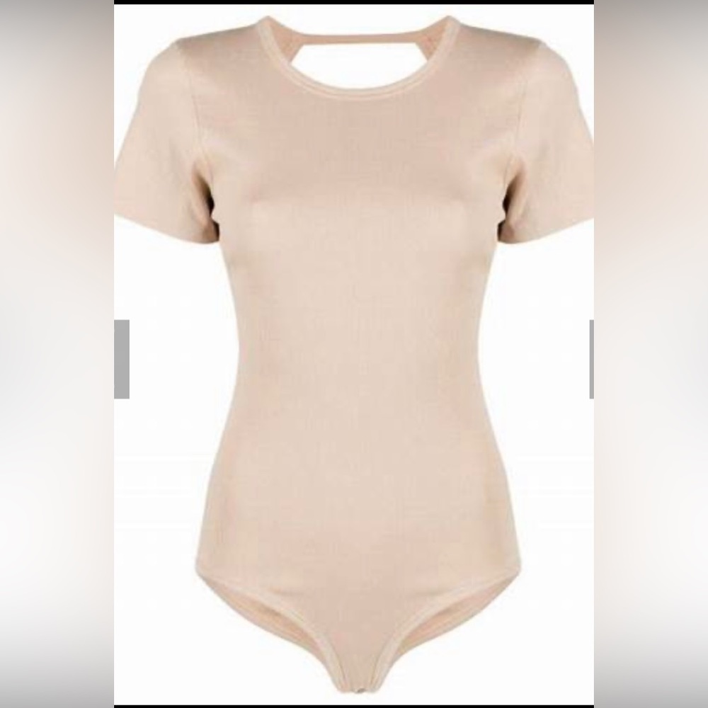Ba&sh cream/tan short sleeve ribbed bodysuit size S. Worn once. Great condition